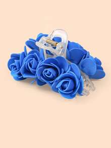 1 Piece Floral Rose Hair Claw Clips - Elegant Satin Flower Hair Clamps For Girls, Cute Decorative Hair Accessories For Wedding, Party, Daily Wear And Beach - 抓夾 - 查看 13