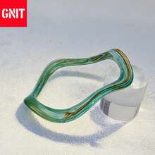 GNIT 3 pezzi/1 pezzo Set di braccialetti - Braccialetti in perle d'acqua dolce, in resina ondulata turchese e verde marmorizzato, per donne, set di braccialetti impilabili eleganti - Filo di perle, resina acrilica verde a spirale e polsini a onde, leggeri per l'estate - Braccialetti in perle e resina turchese per spiaggia e uso quotidiano - Perla blu pavone - Visualizzare 8