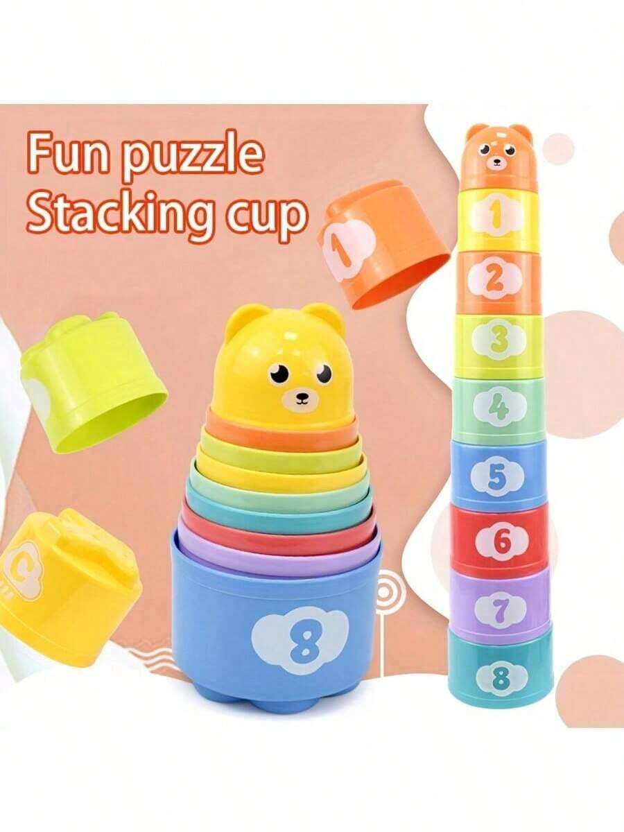 Random Color Children's Educational Stacking Toy, Rainbow Tower Kids Toy, Children's Ring Stacking Toy, Beach Toy, Holiday Gift, Birthday Gift (Random Color) - 彩色 - 查看 1
