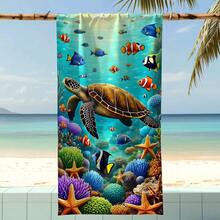 1pc Underwater World Sea Towel, Super Soft Microfiber Extra Large Beach Blanket, Super Absorbent Bath Towel, Suitable For Travel, Swimming Pool, Diving, Surfing, Yoga, Camping, Available In Multiple Sizes, Beach Accessories For Beach, Pool, Travel, Camping, Yoga - C - View 6