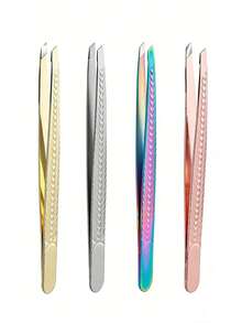 High Precision Stainless Steel Tweezers, Fish Scale Non-Slip Eyebrow Tweezers, 96 Degree Angled Eyebrow Clip, Eyelash Extension & Eyebrow Grooming Tool - Black - View 3