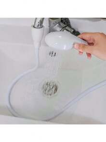 1 vòi xịt cầm tay bằng nhựa hình tròn, đa chức năng, bao gồm bộ chuyển đổi vòi dễ lắp đặt, cắm là dùng ngay, không cần nguồn điện, thích hợp cho gia đình và du lịch, dùng để gội đầu và tắm cho thú cưng. - Đầu vòi sen cầm tay - Xem 8