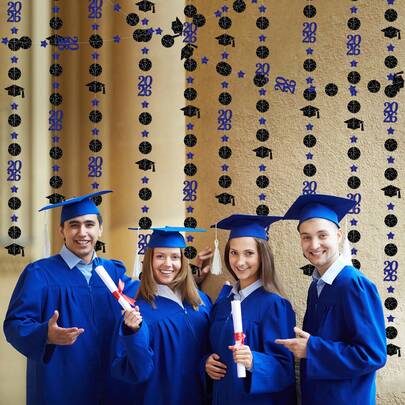 Decoración colgante para fiesta de graduación, negro y dorado/negro y rojo/negro y morado/negro y azul 2026, decoración de fondo para fiestas de graduación y suministros de decoración para ceremonias de graduación