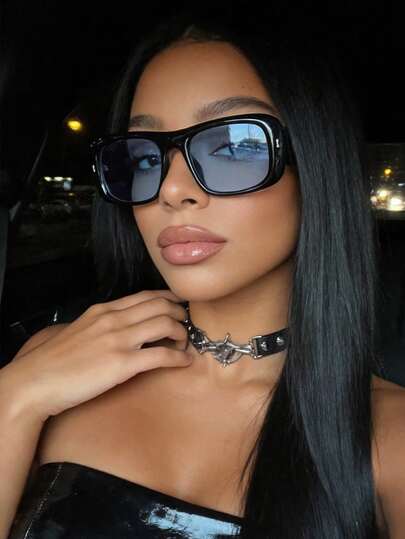 1pc Fashionable Square Eyeglass Frame, Retro Personalized Women's Glasses, Suitable For Daily Wear, Street Photography, Vacation, Travel, Summer Beach, Outdoor Activities, Travel Beach Accessories