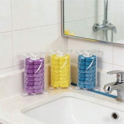 三色透明包装袋，适用于马桶刷替换头、一次性马桶刷替换头垫，适用于浴缸、水槽和玻璃门（仅刷头，不兼容其他型号）