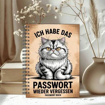 מחברת סיסמאות 1 יחידות עם עיצוב חמוד של חתול בריטי קצר שיער אפור ולבן - יומן סיסמאות עמיד בכריכה ספירלית, מנהל סיסמאות ומתכנן, כלי לארגון סיסמאות לבית, למשרד, לקשישים - מתנה אידיאלית לאוהבי חתולים, כספת סיסמאות עמידה ומאובטחת, מתכנן יומי לניהול סיסמאות, אביזר שולחן עבודה רב תכליתי ואלגנטי, 5.5x8.3 אינץ'