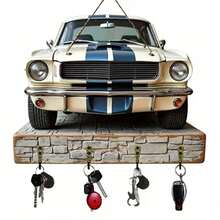 1pc Key Holder With 4 Double Key Hooks, Decorative Country Style Key Rack, Suitable For Entryway, Hallway, Bedroom, Living Room, Wooden Key Organizer - Multicolor - View 13