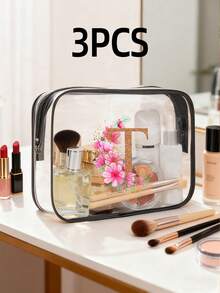 3件套 - 1个化妆包、洗漱包、收纳袋、化妆品收纳包、手提包、轻便旅行居家两用包、旅行必备品、珠宝收纳包、唇彩收纳包、指甲油收纳包、化妆品收纳包、发带和腕带 - 多色 - 查看 34