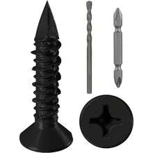 New- Welon(30 PCS) 1/4" X1-1/4 Black Concrete Screw Anchor Black Flat Head For Anchoring To Masonry, Block Or Brick Stucco - Black 1 4 X1-1 4 - View 1