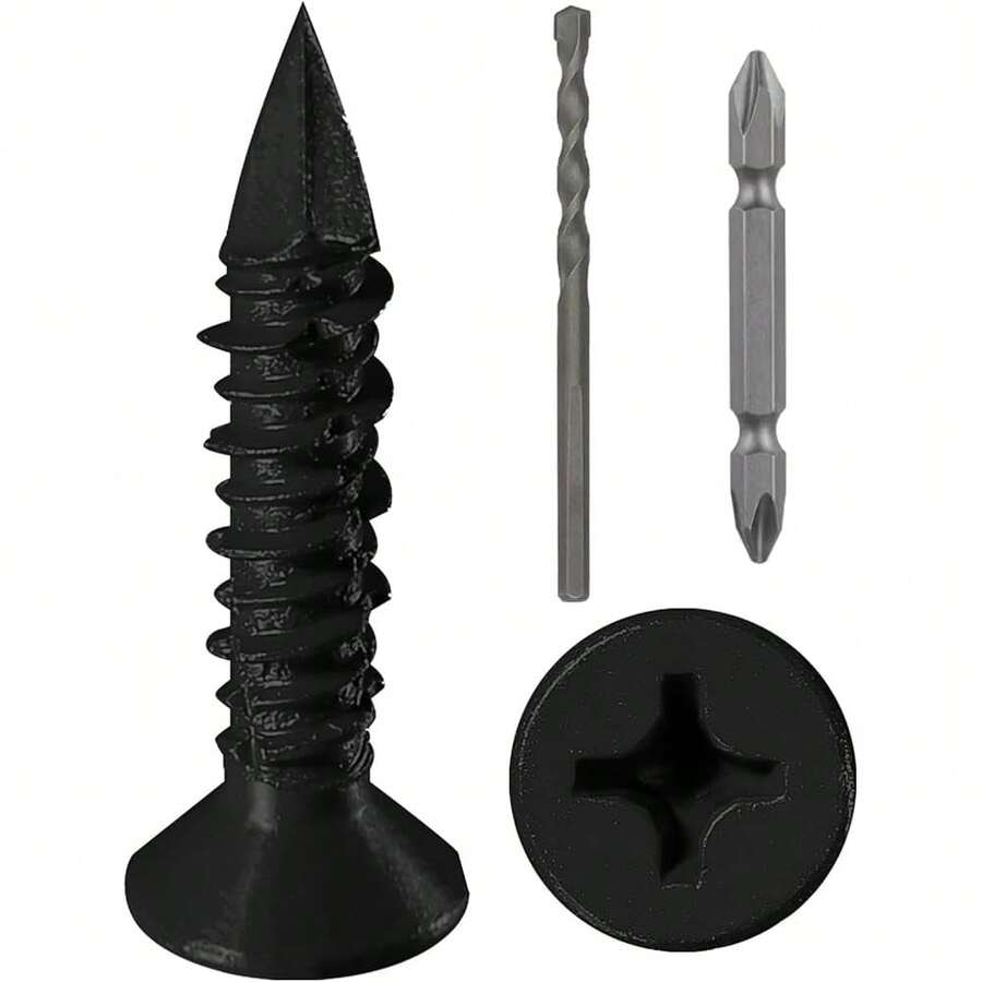 New- Welon(30 PCS) 1/4" X1-1/4 Black Concrete Screw Anchor Black Flat Head For Anchoring To Masonry, Block Or Brick Stucco - Black 1 4 X1-1 4 - View 1