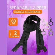 #8 Black Separating Double Pull Zippers, Sturdy Wear-Resistant & Smooth-Glide For Jackets, Coats, Bags, Clothing & DIY Projects, 60-200cm, Includes 5 Replacement Parts - C-Black - View 13