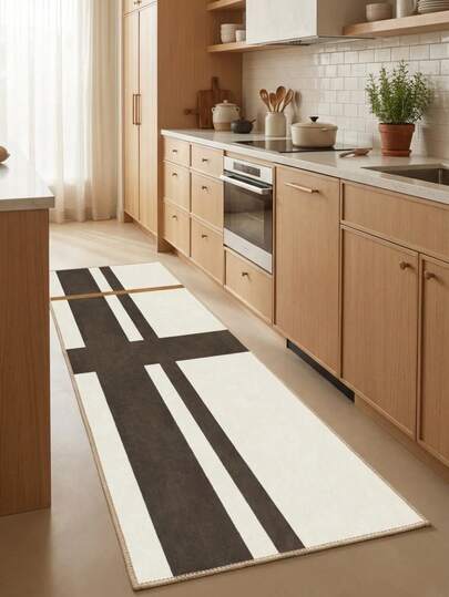 1pc Modern Classic Elegant Creative - Minimalist Striped Geometric Pattern Rug, Carpet, Area Rug, Doormat, Runner, Suitable For Bathroom, Kitchen, Entryway, Hallway, Bedside, Living Room, Bedroom, Machine Washable, Home Decor