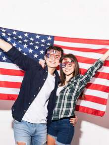 1/5/10 pièces élégantes avec motif drapeau américain - Lunettes de mode patriotiques convenant pour le Jour de l'Indépendance, le Jour du Drapeau, le Jour du Souvenir, la saison de remise des diplômes, accessoires amusants pour photos et fêtes, célébrations patriotiques, convient à tous - Multicolore - Voir 7