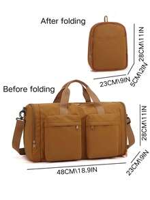 Wet And Dry Separation Fitness Bag With Drawstring, Unisex Short Trip Expandable Casual Luggage Bag, Large Capacity Sports Bag, Versatile Travel Handbag, Foldable Travel Bag, Lightweight Large Capacity Unisex Travel Carry-On Bag Duffle Bag Cabin Bag Weekend Bag Durable For Outdoor Holiday Essential Summer Travel Essentials - Khaki - View 4