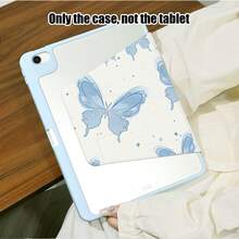 浅蓝色蝴蝶图案PU皮革支架手机壳，带笔槽，720度旋转支架，自动休眠/唤醒功能，兼容荣耀手机、平板电脑、苹果手机及其他设备 - 彩色 - 查看 4