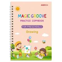 4 piezas de libros reutilizables de práctica de escritura con ranuras mágicas (3-6 años) - Conjunto de aprendizaje preescolar que incluye letras, números, arte y matemáticas - Incluye un bolígrafo ergonómico y un agarre de lápiz - Multicolor - Ver 15