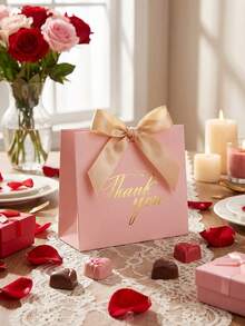 6/12/24 piezas Bolsas de regalo mini "Gracias" con lazo de cinta de satén, cajas de regalo de papel kraft para bodas, cumpleaños, baby showers, fiestas, Día de la Madre, Día del Padre, material de papel kraft resistente que puede contener pequeños regalos como chocolates, lápices labiales, joyas, fácil de ensamblar - bolsas de regalo - Ver 17