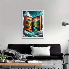 1 pieza Pintura de diamantes 2D DIY de paisaje fantástico, río en llamas y valle tranquilo, decoración creativa para el hogar, perfecta como regalo para fiestas - Ver 6
