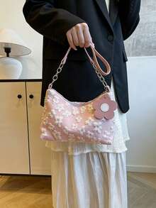 New Fashion Women's Handbag, Pleated Crescent-Shaped Bag, Casual Chic Korean Style Shoulder Bag, Commuting Crossbody Bag - Multicolor - View 18