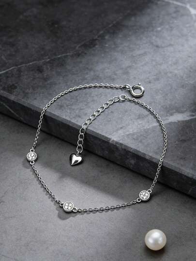 1 st S925 sterlingsilver minimalistiskt armband med trippel kubisk zirkonia, dammode personligt koreanskt elegant mångsidigt accessoar, perfekt present