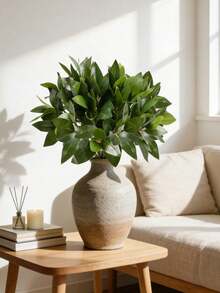1/2/4/5/10/3/9pcs Artificial Green Leaves, Suitable For DIY Wall Decor, Scene Setting, Living Room/Bedroom Vase Floral Arrangement, Wedding, Party Decoration, Tabletop Decor, Spring/Summer Decor, Home, Kitchen, Wedding - Green - View 4