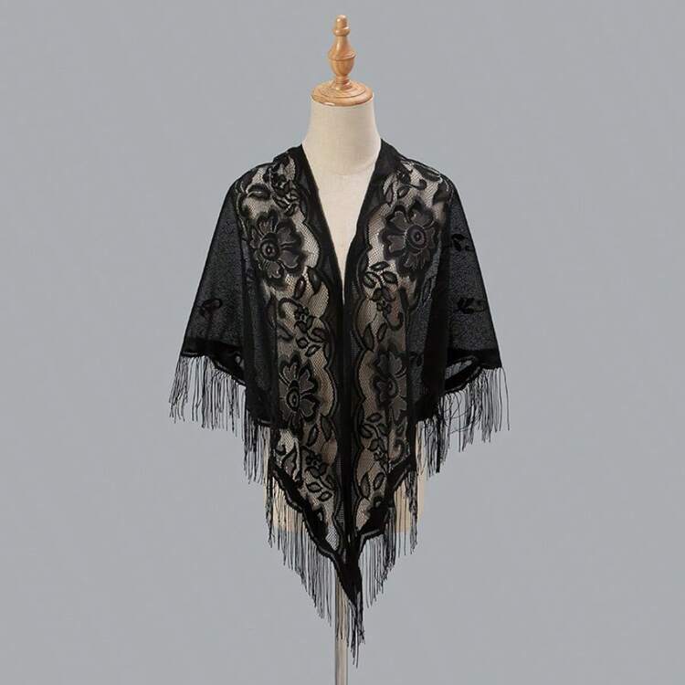New Style Fashionable Summer Breathable Nylon Hollow-Out Women's Hair Scarves, Scarves, Wedding Shawls, Vests, Bridal Veils, Factory Direct Supply - #1 Black - View 6