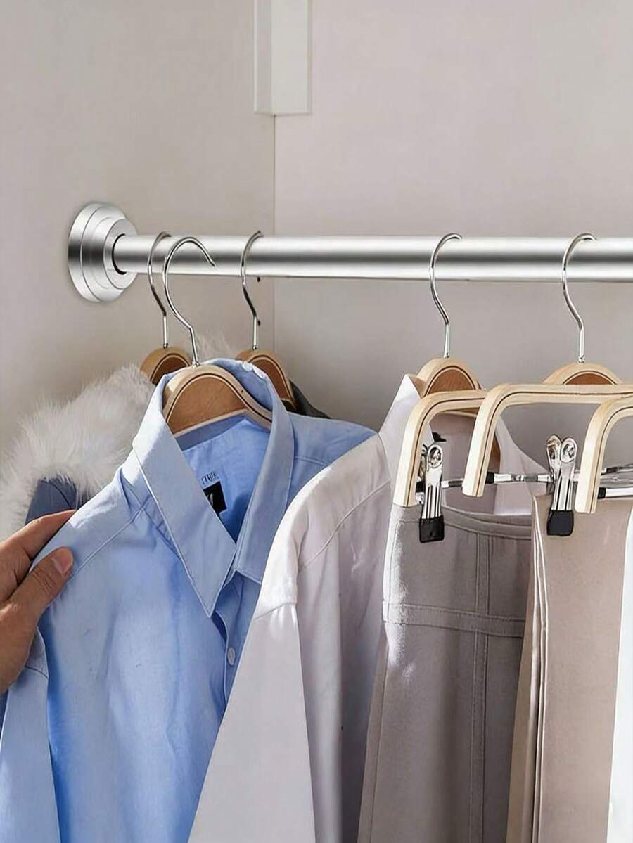 无孔不锈钢伸缩杆，适用于卧室窗帘杆、浴室浴帘和阳台晾衣杆