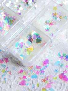 Holographic Mermaid Heart-Shaped Resin Glitter Fillers, 1 Box 3D Shiny Star Moon Butterfly Flakes, Suitable For Epoxy Resin Filling - Multicolor - View 4