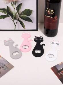 1个硅胶酒瓶盖开启器，创意冰箱磁铁猫形开瓶器，两用磁性啤酒瓶盖开启器厨房工具 - 彩色 - 查看 3