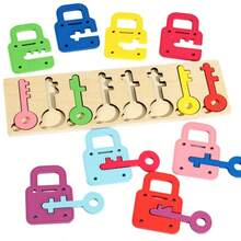 1 Set Wooden Colorful Lock & Key Matching Puzzle, 8 Different Colors & Shapes Sorting Toy, Interesting Desktop Categorization Game, Suitable As Birthday Or Christmas Gift - Locks and Keys - View 9