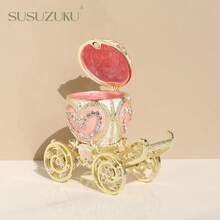 SIQIZHOU 1pc Ovoid European Enamel Heart-Shaped Carriage Jewelry Box, Decorative Storage Box, Russian Enamel Easter Egg Jewelry Box, Creative Decorative Jewelry Storage Box - Easter - View 3