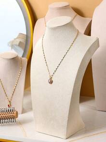 Beige Velvet Mannequin Jewelry Display Stand, Necklace Pendant Display Rack, Pearl Jewelry Display Prop, Universal Display Piece For Window, Live Streaming, Market, Vanity Jewelry Storage Decor, Perfect Gift For Valentine's Day, Christmas, New Year - Beige - View 3