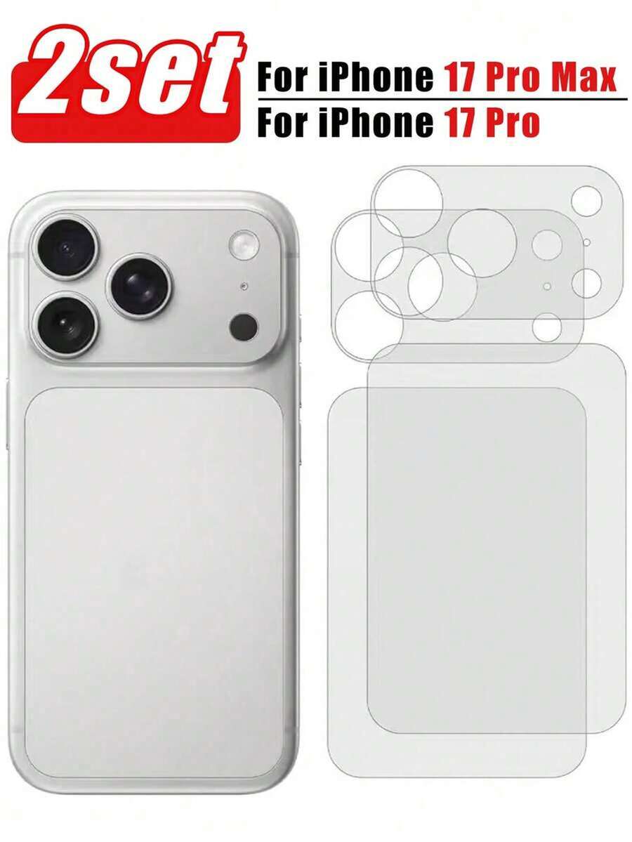 (4-In-1) 2+2pcs Soft PET Matte Rear Camera Lens Protector Film, Compatible With IPhone 17 Pro/17 Pro Max/17/17 Air, Anti-Scratch, Semi-Transparent, Ultra-Thin - Clear - View 1