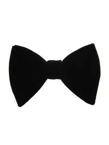 Men's Velvet Pre-Tied Adjustable Bow Tie, Extra Large Formal Solid Color Tuxedo Bowtie - Black - View 6