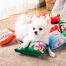 薯片造型毛绒狗狗玩具，带发声器 – 互动式洁牙宠物玩具 - 彩色 - 查看 8