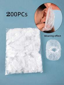 100pcs High Quality Disposable Transparent Ear Covers, Waterproof Ear Protectors Suitable For Shower, Hair Dyeing, Salon And Bathing, Hygienic, No Battery Required - Random Style - View 9