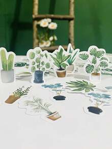 46pcs/Set Ins Fresh Art Style Green Plant Life Series Box Stickers DIY Journal Diary Decoration Sealing Stickers Decorative Stickers - Sticker - View 2