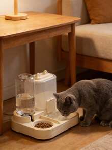 二合一大容量猫粮饮水器 - 干湿分离，猫粮饮水器，700毫升大容量猫粮盒和400毫升重力式饮水器，耐用塑料材质，透明设计，适合室内宠物饮水和健康喂养，无需电池 - 出行无忧，猫狗通用 - 均碼 - 查看 6