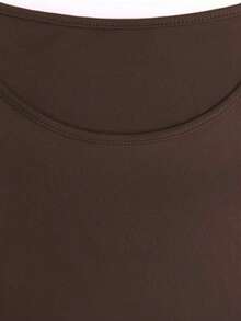 Conjunto de 3 piezas para mujer talla grande de estilo casual de unicolor: Chaqueta/Cárdigan + Top sin mangas de cuello redondo + Pantalones rectos de cintura elástica, tela suave y elástica, corte holgado, cómodo para ir al trabajo, elegante para primavera/otoño/invierno - Marrón - Ver 8
