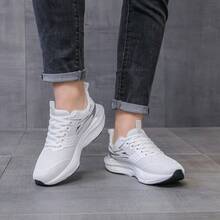 女士休闲运动碳板跑鞋，舒适户外步行减震回弹运动鞋 - 白色 - 查看 4