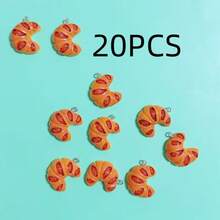 10/20个仿真3D牛角面包手工饰品吊坠耳环项链创意礼物耳环项链手链包包吊坠树脂配件 - 彩色 - 查看 9