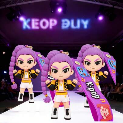 Bộ 1 móc khóa Giáng sinh Kpop dễ thương, mặt dây chuyền hoạt hình cho bé gái, móc khóa Mira Zoey Rumi, móc khóa hình hổ, móc khóa đôi, phụ kiện điện thoại anime, phụ kiện túi xách, quà tặng bạn bè (Sản phẩm silicon, có thể lem màu nhẹ là bình thường)