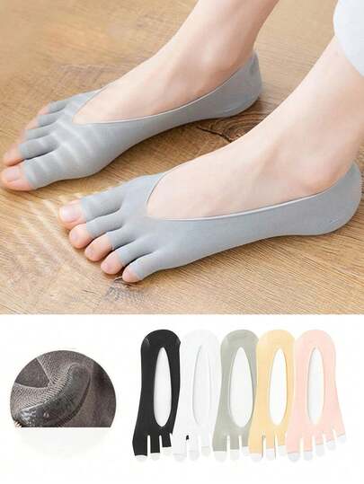 1 Pair Women's Summer Thin Breathable Five-Finger Socks, Women's Breathable Mesh Five-Finger Socks, Invisible Toe Socks Exposing Thumb And Index Finger - Comfortable Polyester Fabric Suitable For Casual Wear And Shoes, Breathable Socks, Lightweight Hosiery