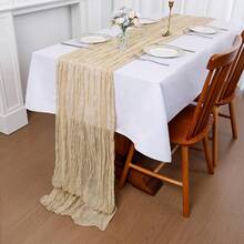 1pc 10ft Cheesecloth Table Runner, Romantic Wedding Cheesecloth Decor, Bridal Shower Engagement Party Decoration - Beige - View 7