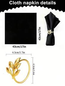 12pcs Satin Napkins & Napkin Rings Set - Suitable For Wedding Party Celebrations And Holiday Dinners, Smooth Fabric Napkins With Metal Napkin Rings - Multicolor - View 4