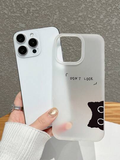 Funda de teléfono con gato negro asomándose, resistente a huellas dactilares y a aceites, con textura fina y semi-transparente mate blanca a prueba de golpes, funda de teléfono con el eslogan divertido "NO MIRES", funda de teléfono con mascota linda, gato, divertida, estilo Ins, regalo ideal para cumpleaños/festividades, versátil para uso diario, compatible con fundas de y Galaxy