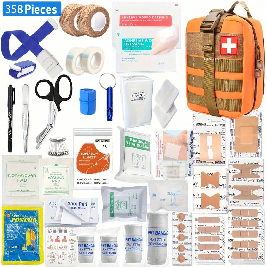 357 Survival Rescue Bags With Hanging Bags And Suitable For Pets-Integrated Emergency Medical Supplies, Trauma Care Tools, Portable Outdoor Equipment Suitable For Camping, Hiking, Family, Office-Ideal Gifts For Men, Fathers, Husbands And Sons (Excluding Batteries/Electronic Equipment).