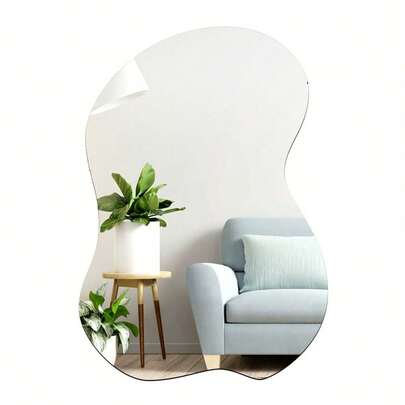 1 PIEZA Espejo decorativo de estilo moderno con diseño geométrico asimétrico, pegatinas de espejo acrílico, pegatinas de pared autoadhesivas extraíbles, arte de pared, pegatinas de pared, decoración del hogar, accesorios de dormitorio, decoración de habitación