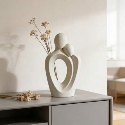 1件情侣拥抱雕塑摆件，爱情主题家居装饰，适合客厅、家居装饰或表达爱意的礼物、桌面摆件、派对用品、情人节、圣诞节等节日装饰。