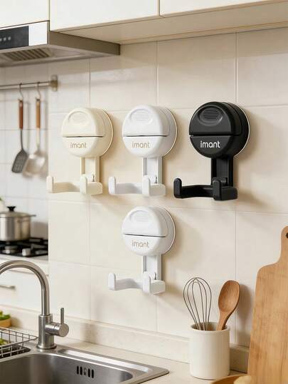 Bộ 3 màu móc treo khăn giấy nhà bếp hai đầu, không cần khoan lỗ và không làm hỏng tường. Đế hút chắc chắn, có thể bám chặt vào tường và dễ dàng lắp đặt. Điểm khác biệt so với hầu hết các sản phẩm trên thị trường là móc treo này có đặc tính của đế hút chân không.